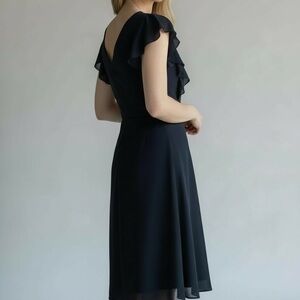 DKNY Ruffled V-Neck Formal Midi Dress – New With Tags (M